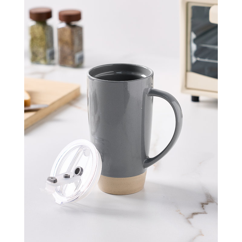  Grande tasse à café 20 oz avec couvercle Hokku Designs, Gris foncé