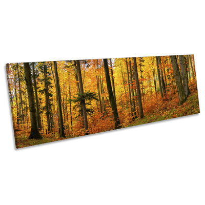 Autumn Forest Trees Nature - Wrapped Canvas Panoramic Print