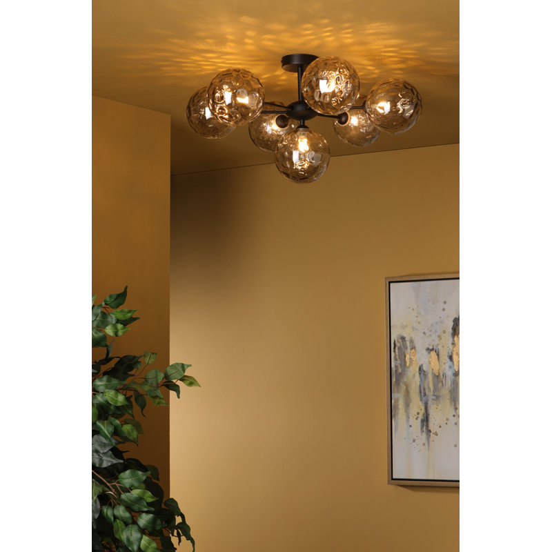 COHEN 7LT SEMI FLUSH GLS, 32" H x 59" W x 59" D, Matt Black/Gray