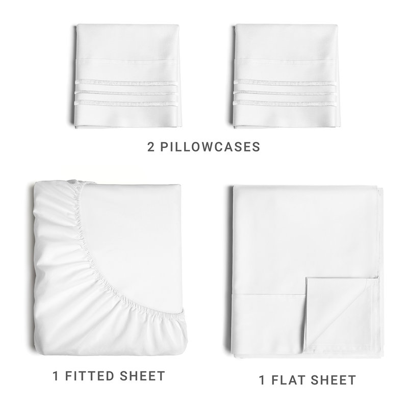 Queen White Microfiber Deep Pocket Bed Sheet Set