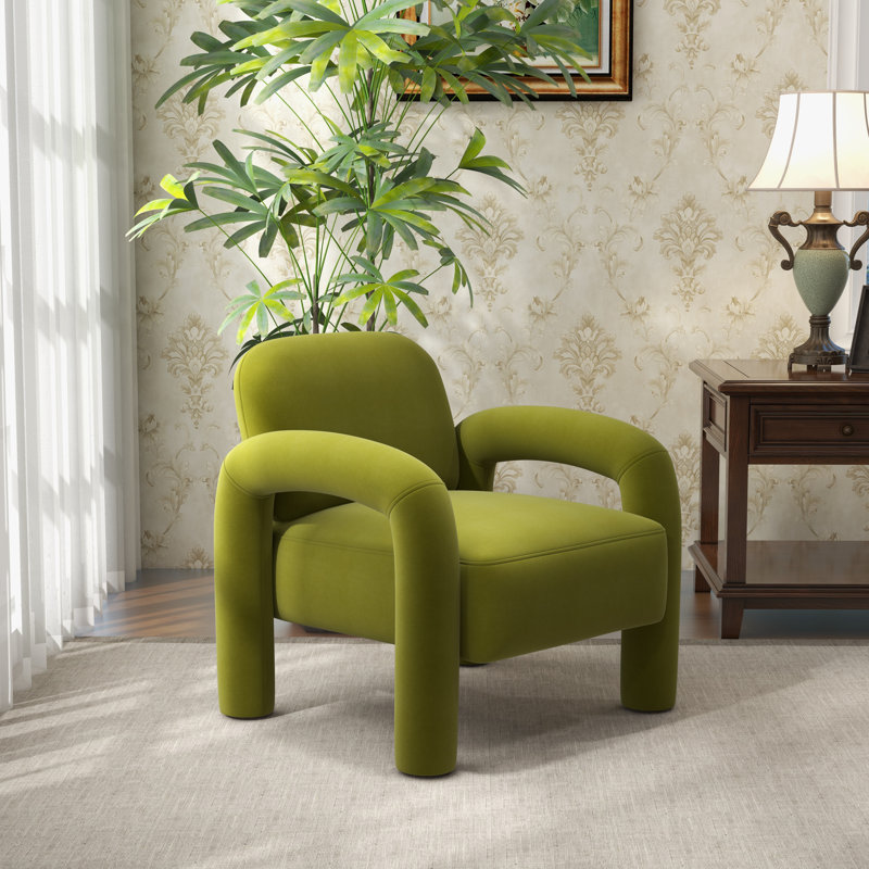 Iryanna Velvet Armchair, Light Green Velvet, 1
