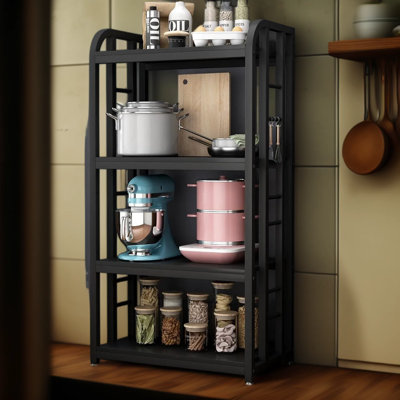 Étagère de boulanger de cuisine à 4 niveaux avec tablettes réglables, support à micro-ondes robuste et tablette de rangement pour la cuisine, le salon ou le bureau à domicile
