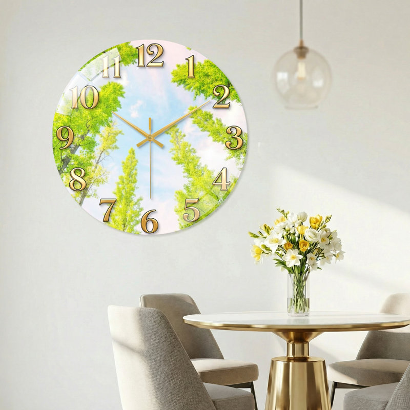 Horloge murale arbre en verre, 40 x 40 cm (15,7 x 15,7 pouces)