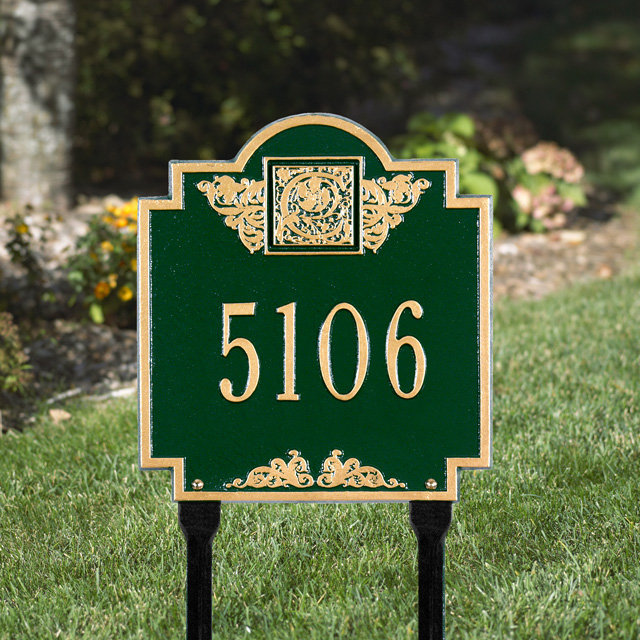 Monogram 1-Line Lawn Address Sign, Bronze and Gold, Yes