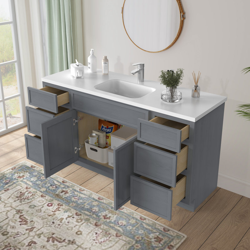 Base de meuble-lavabo simple 60 po seulement, Argent