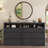 9 Drawer Modern Wooden Dresser with 3 Open Shelves, Handleless Storage Chest for Bedroom Living Room-637826970
