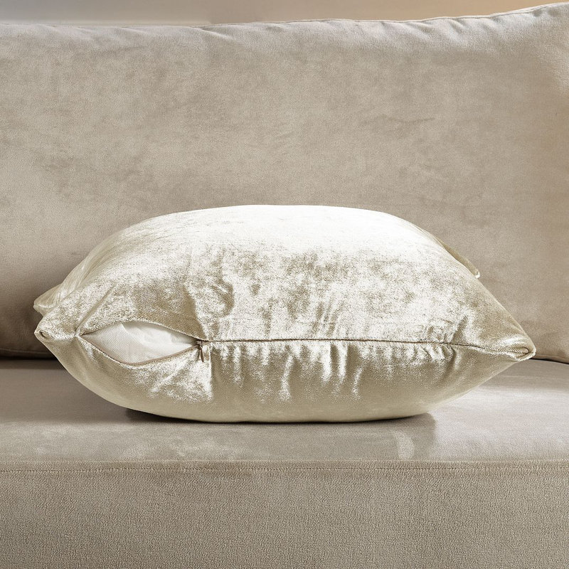 Housse de coussin en velours brillant, Crème, Carré 18 po