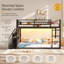 Lit superposé simple au-dessus de simple avec tablettes et tiroirs de rangement, lit superposé en métal avec lumières DEL pour les adolescents, pas besoin de sommier tapissier. Noir-1749658025