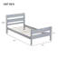 Lit simple avec tête et pied de lit, lit en bois d'hévéa, gris-1493004385