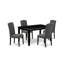 Ensemble de mobilier de salle à manger 5 pièces comprenant une table de salle à manger rectangulaire et 4 chaises rembourrées en tissu Gotham-497765837-497765838-409655181