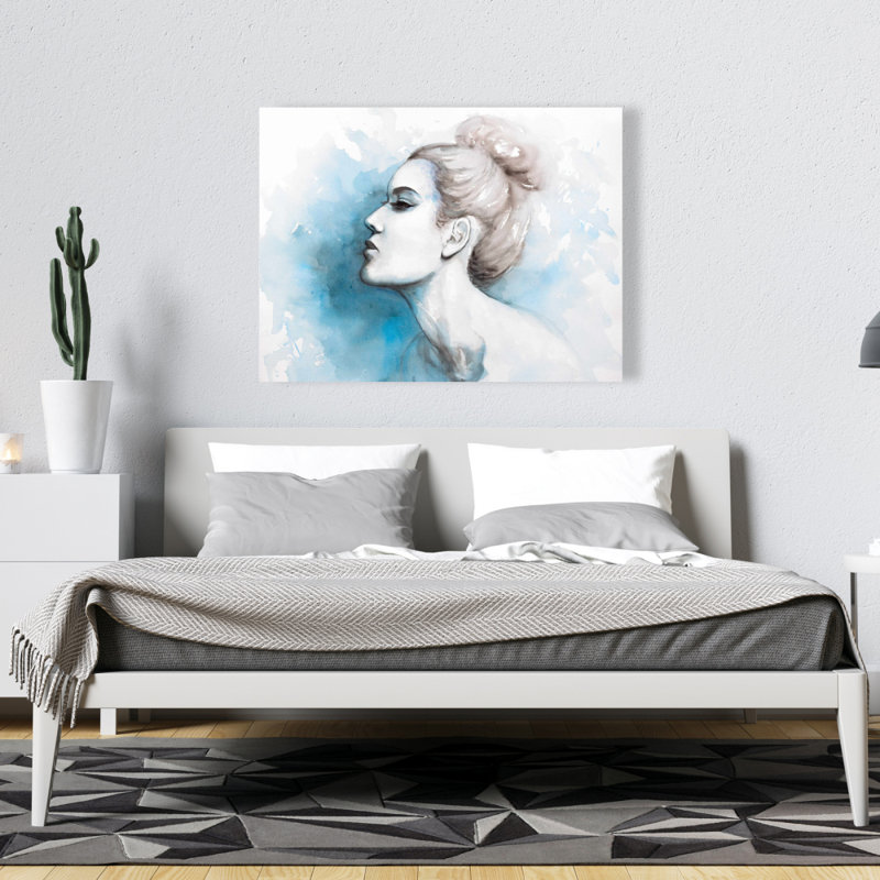 Vue de profil de fille abstraite aquarelle | Décoration de chambre à coucher