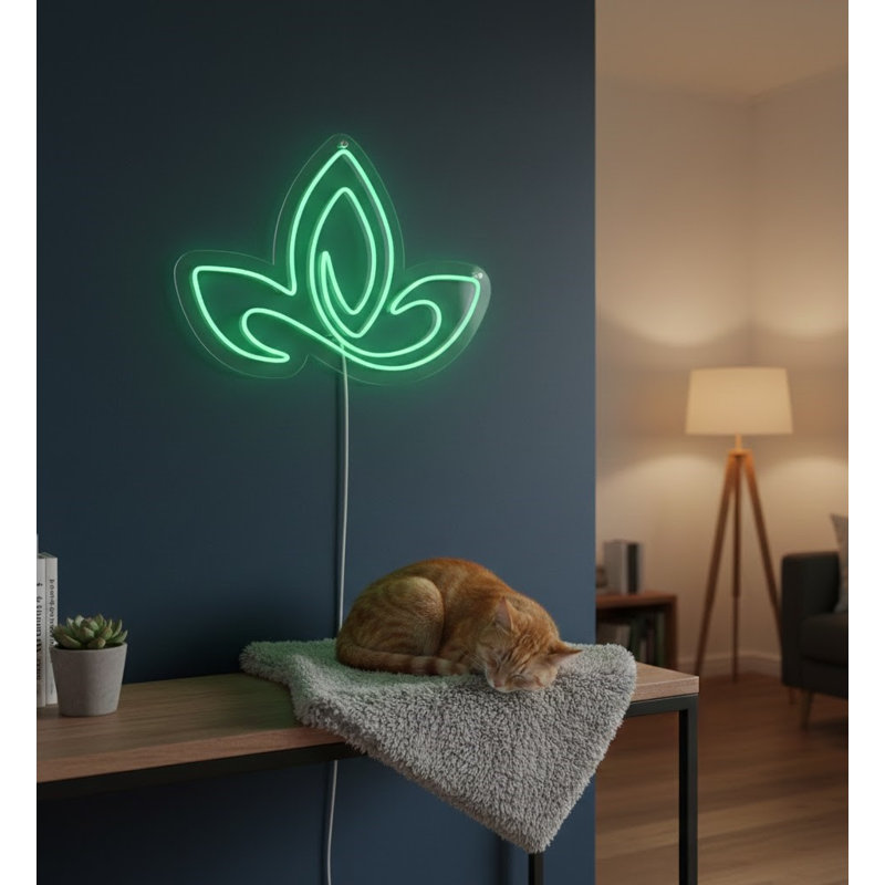  | Enseigne néon à motif abstrait | Doté de tubes néon flexibles incassables fabriqués à la main qui émettent une lueur verte uniforme et brillante pendant plus de 50 000 heures sans gradation | 19 x 26 | Vert
