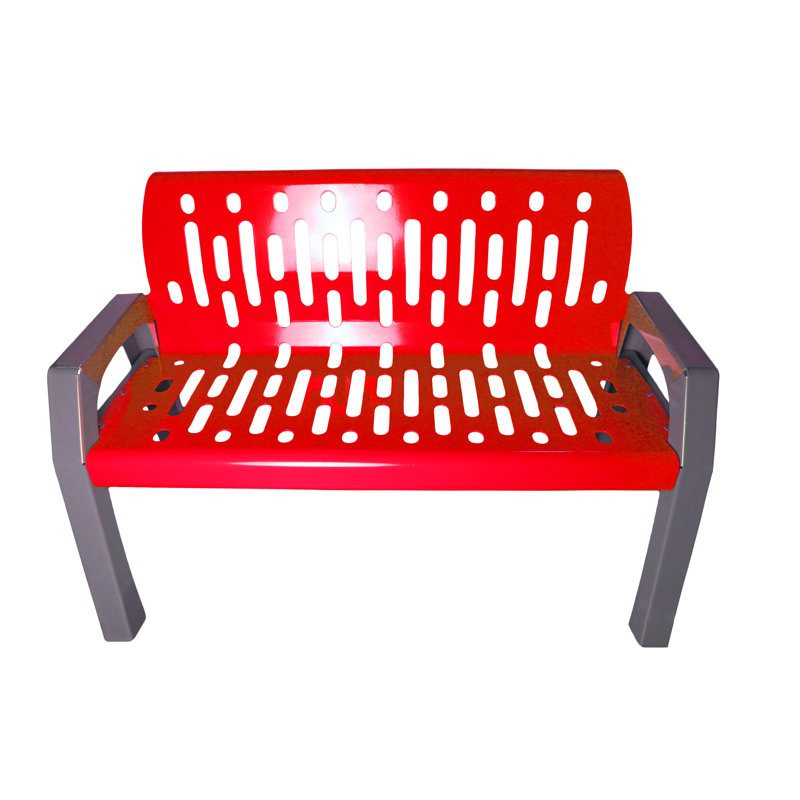 Banc de parc en acier Stream, Rouge, H 34 po x l 48 po x P 25 po