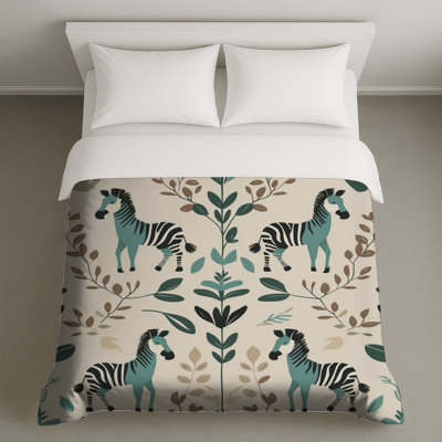 Zebra And Foliage Pattern Duvet Covers