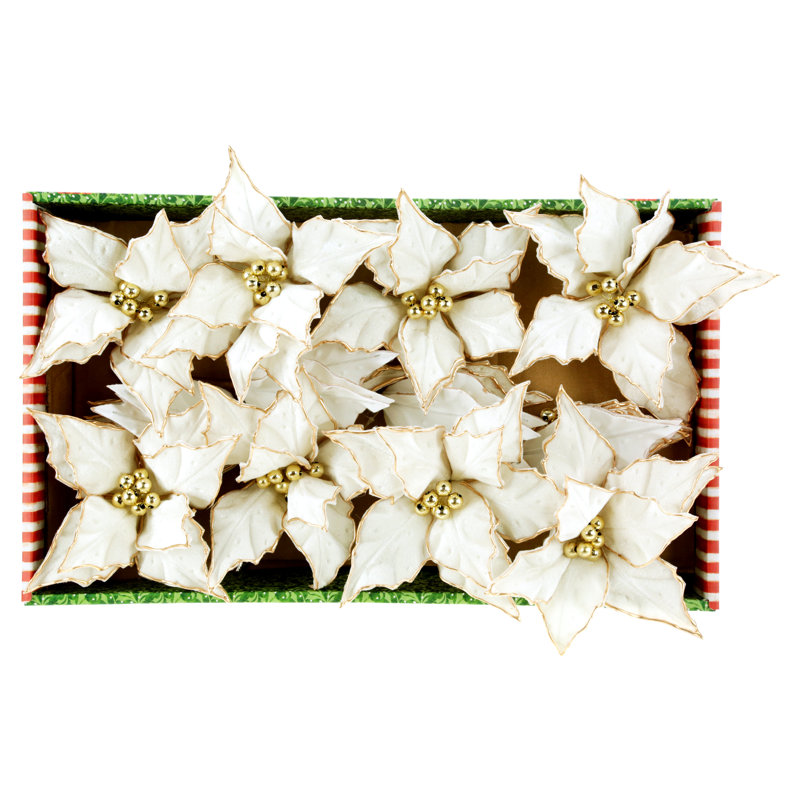 Glitter Poinsettia, 9.5 Inches, Ivory