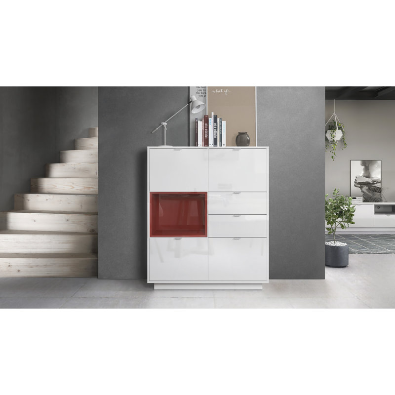 Highboard Mcclung, Burgundy (glossy), Yes
