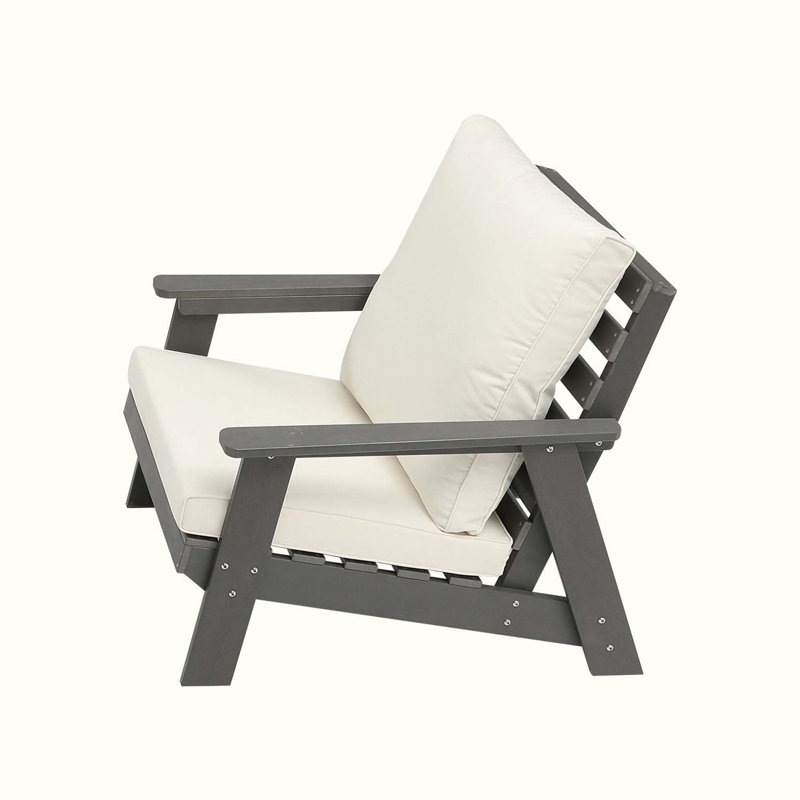 Lagano Wood Outdoor Lounge Chair, Beige/Gray