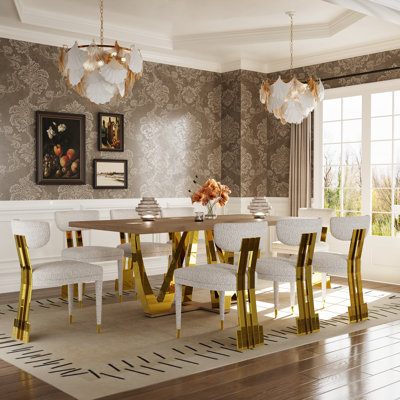 Ensemble de 4 chaises de salle à manger rembourrées White Boucle