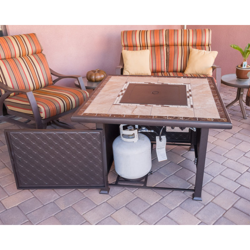 Stoke Square Steel Propane Smokeless Fire Pit Table with Hidden Fuel Tank