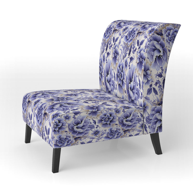 Fauteuil de chambre rembourré bohémien et éclectique blanc et mauve