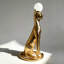 Lampe sur pied avec sculpture de panthère dorée 55,1 po