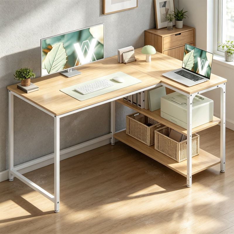 L-Shaped MDF Steel Computer Desk