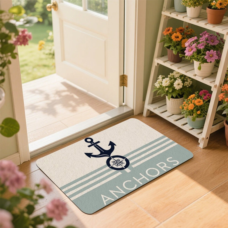 Anchor Compass Nautical Doormat, 24 x 36, for Front Door