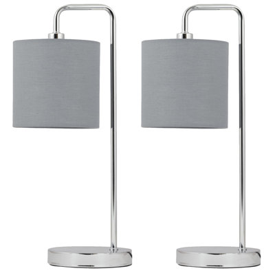 Hamdiye 46Cm Polished Chrome Arched Table Lamp Set