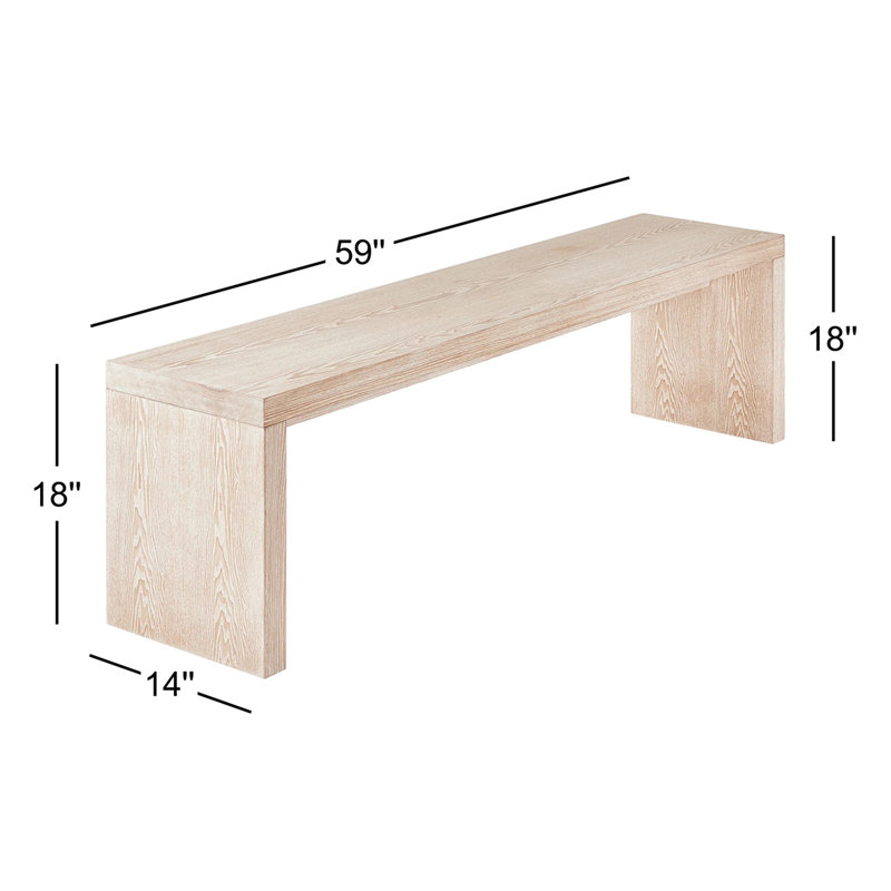 Plank Dining Bench, White Wash Ash