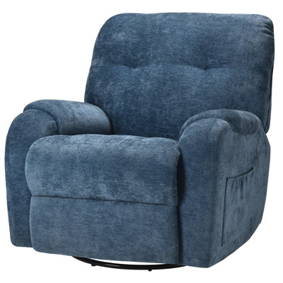 Modern Chenille Swivel Rocking Beige Recliner by Latitude Run