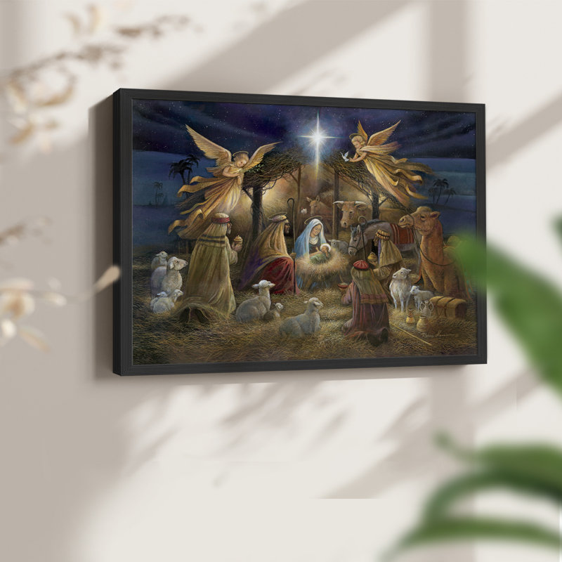Crèche de Noël - Reproduction encadrée - Restickable, Noir, H 22 po x l 28 po