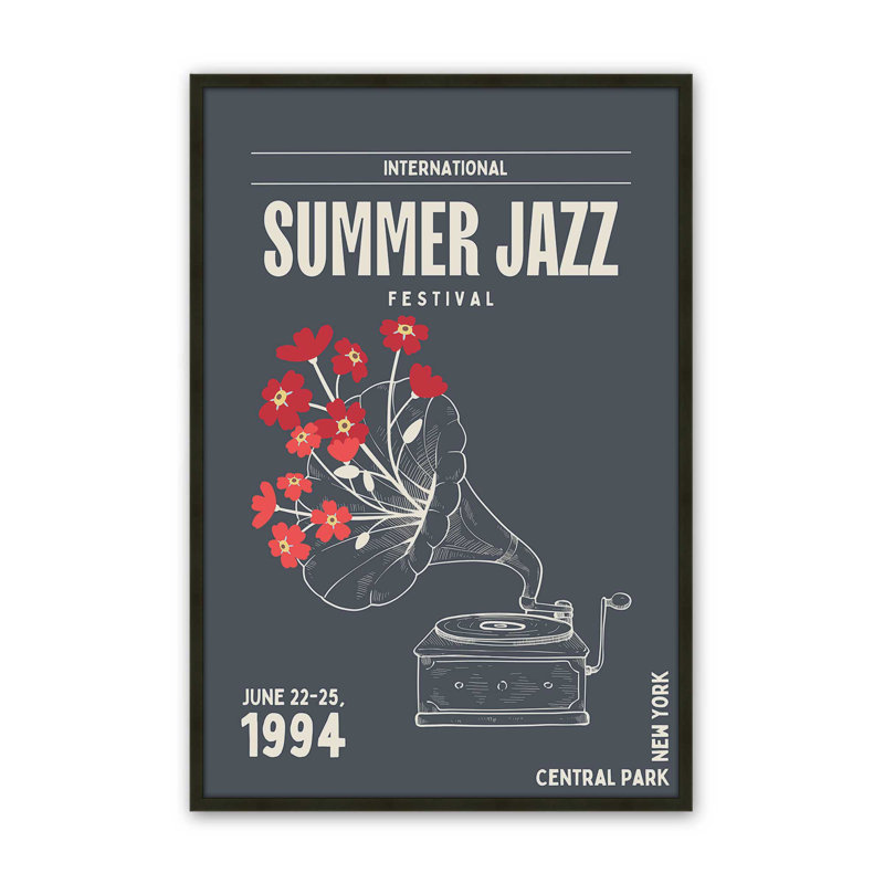 «Summer Gazz Fest», reproduction d'affiche, H 15 po x l 12 po, Noir satiné