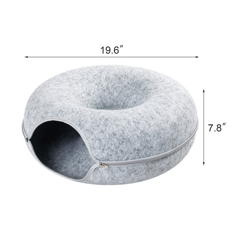 Grand lit tunnel pour chats d'intérieur, Gris