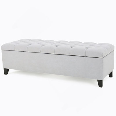 Contemporary Storage Ottoman With Deep Button Tufting And Diamond Stitching, Ideal For Versatile Use In Any Home Setting
