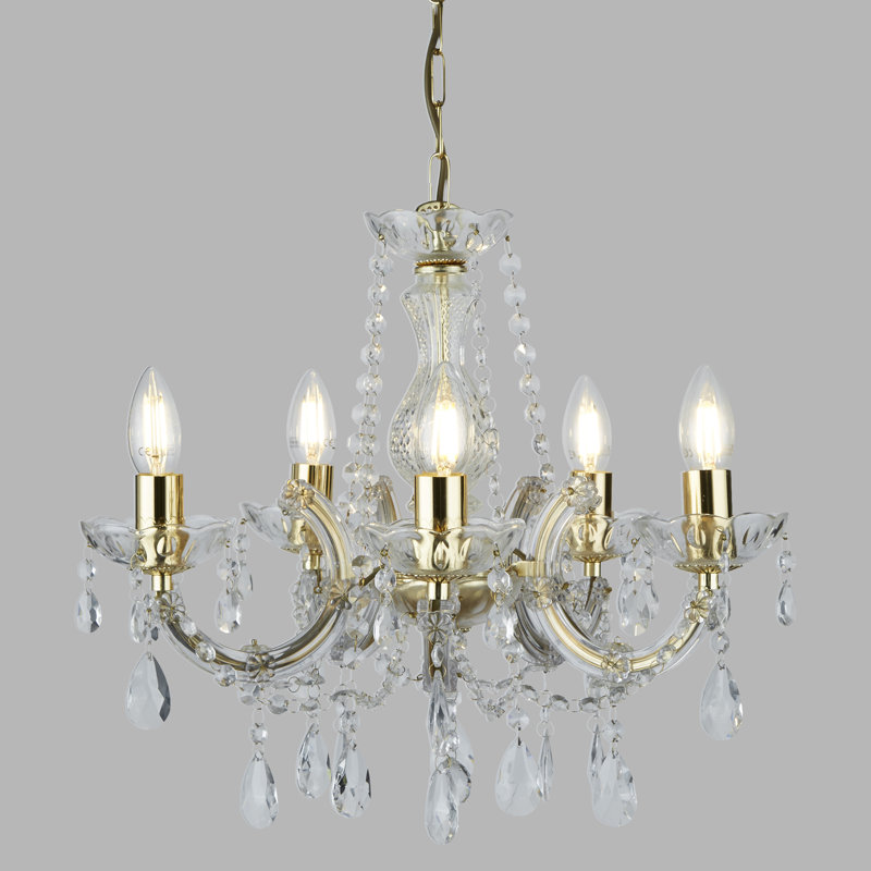Kelly 5 - Light Candle Style Chandelier, Brass