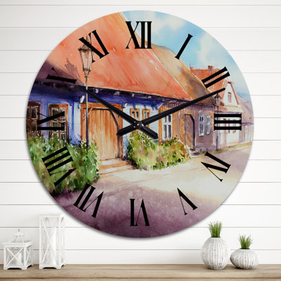 Vieille maison en bois dans un village polonais - horloge murale