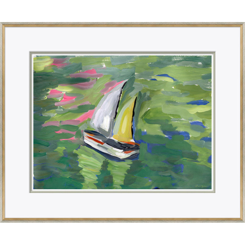 Pond Boat Yellow Print by Dana Gibson
