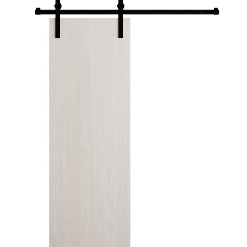 Modern Barn Door - ESSENTIAL 8001 - 6.6FT Rail Track Heavy Hardware Set - Solid Panel Interior Doors, 30" x 84", 1