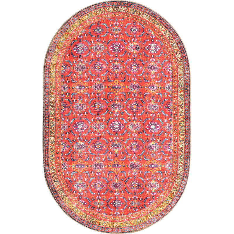 Mcclamma Chenille Oriental Indoor Rug, Oval 5' x 8'