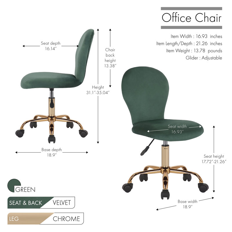 Colm Velvet Task Chair, Green