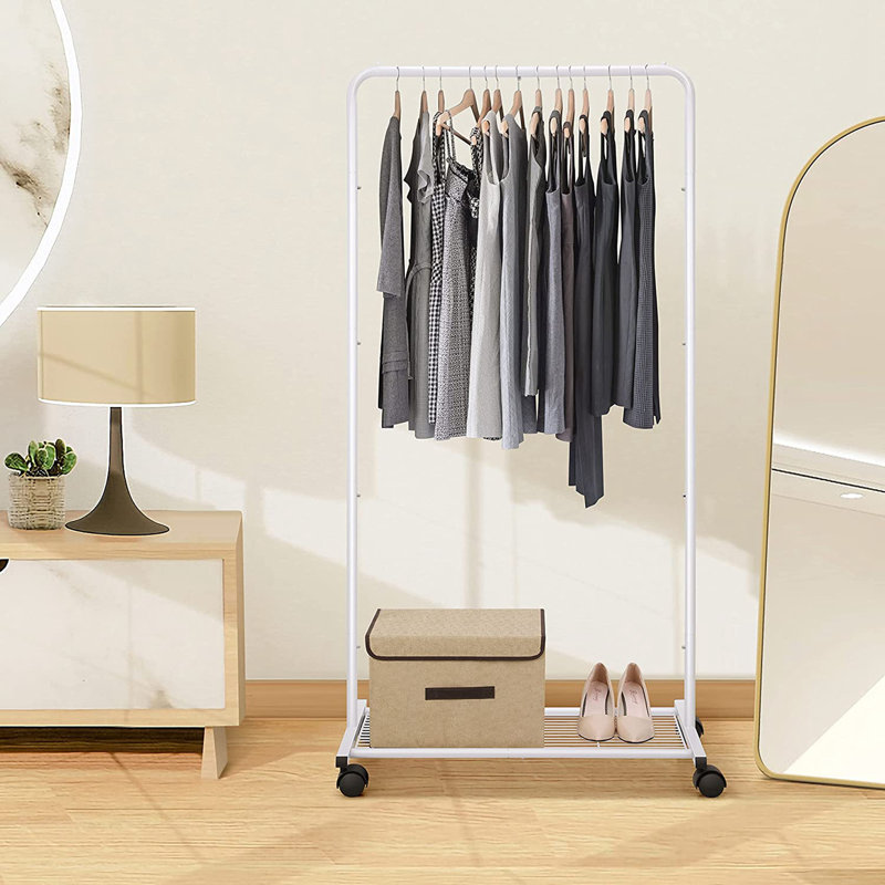 Portant à vêtements, support à vêtements avec tablette en filet