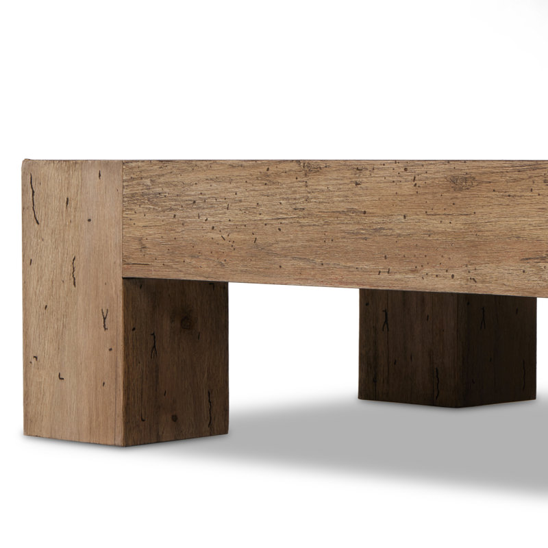 Abaso Coffee Table, 15" H x 70" W x 35" D, Rustic Wormwood Oak