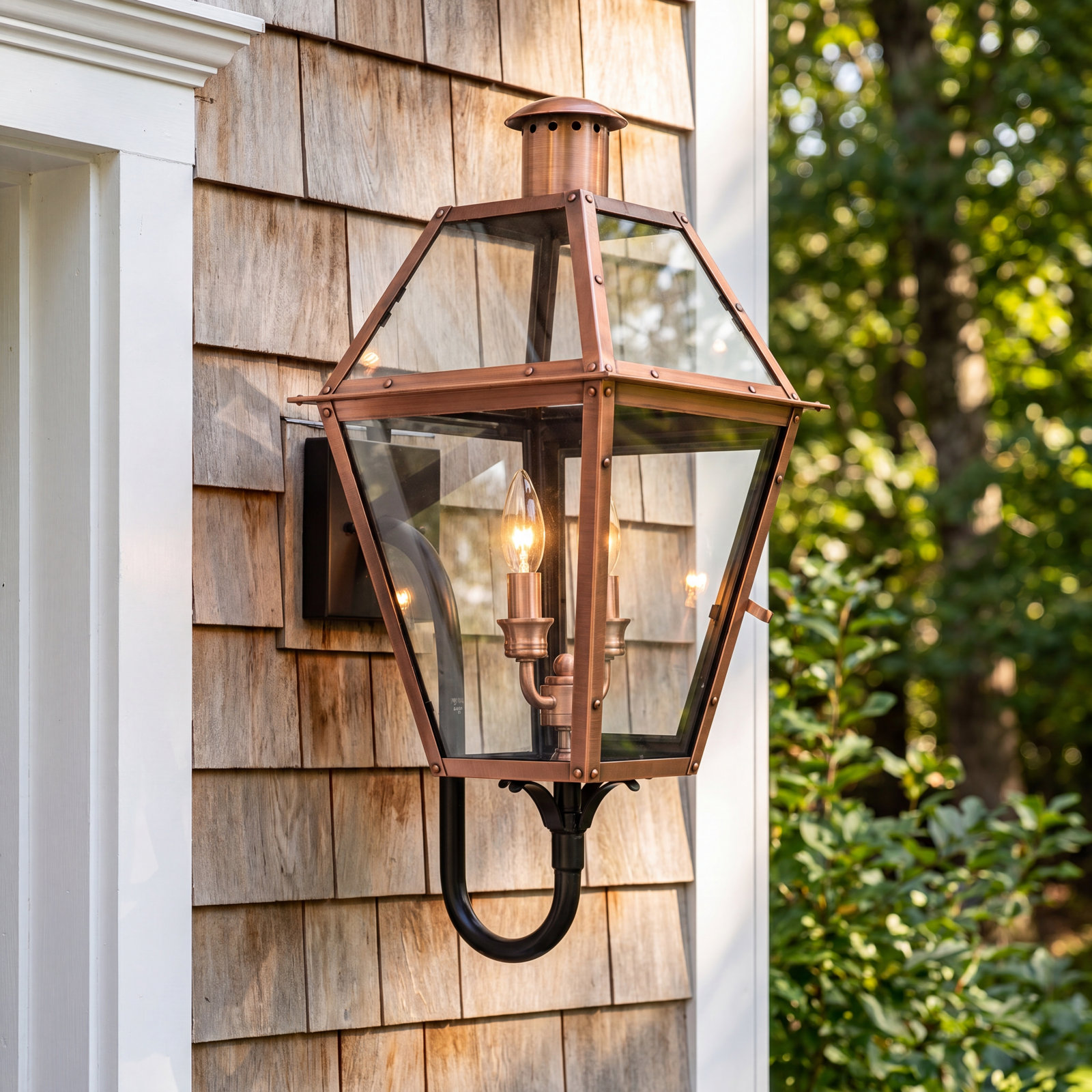 Amber Copper 2-Light Outdoor Wall Lantern