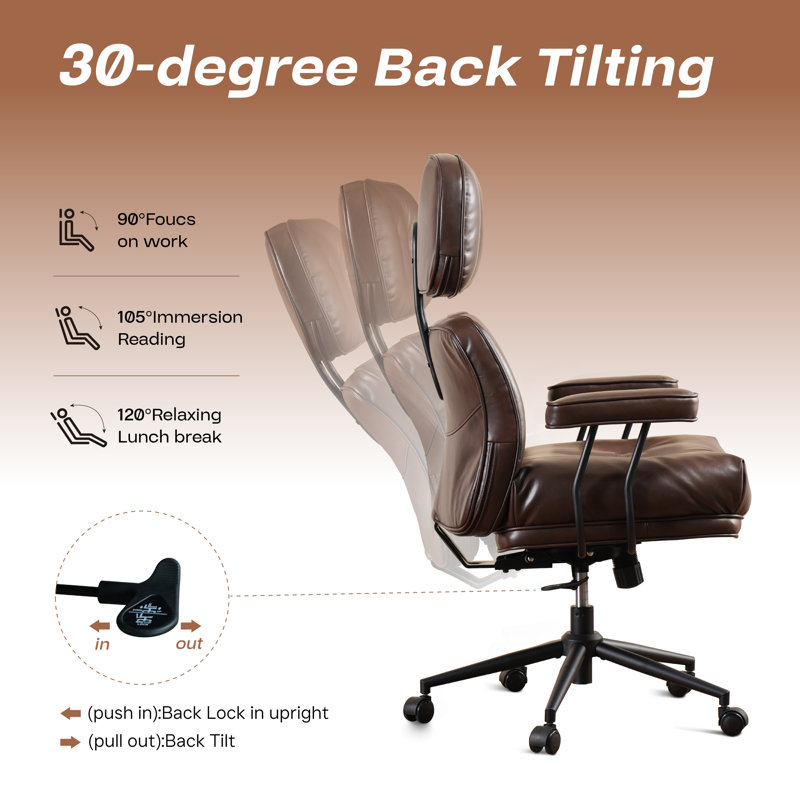 Ensemble de 2 chaises de bureau - Grand et grand fauteuil ergonomique de bureau et de coiffeuse avec dossier incurvé, coussin à ressorts, similicuir ou suède, fonction berçante et verrouillable, assemblage facile