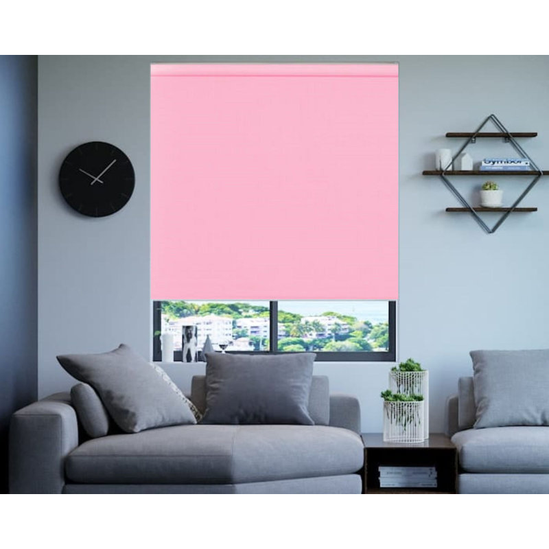 Indoor Blackout Trimmable Roller Blind – Custom Fit Window Shade with Light Control & Privacy, 165cm L x 90cm W, Pink