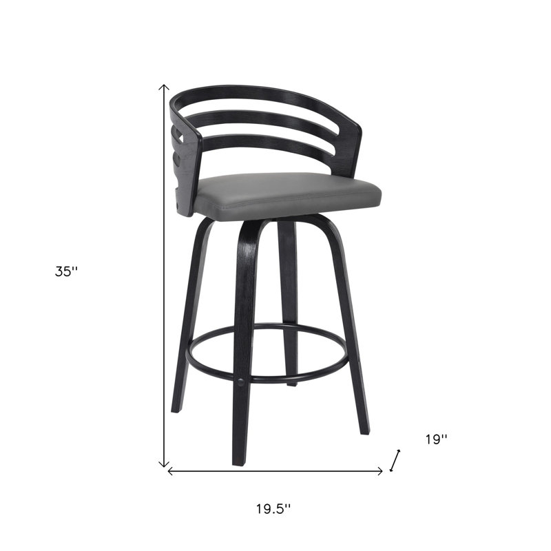 Tabouret de bar rotatif Modern, Tabouret de comptoir (siège d'une hauteur de 26 p, Gris / Noir