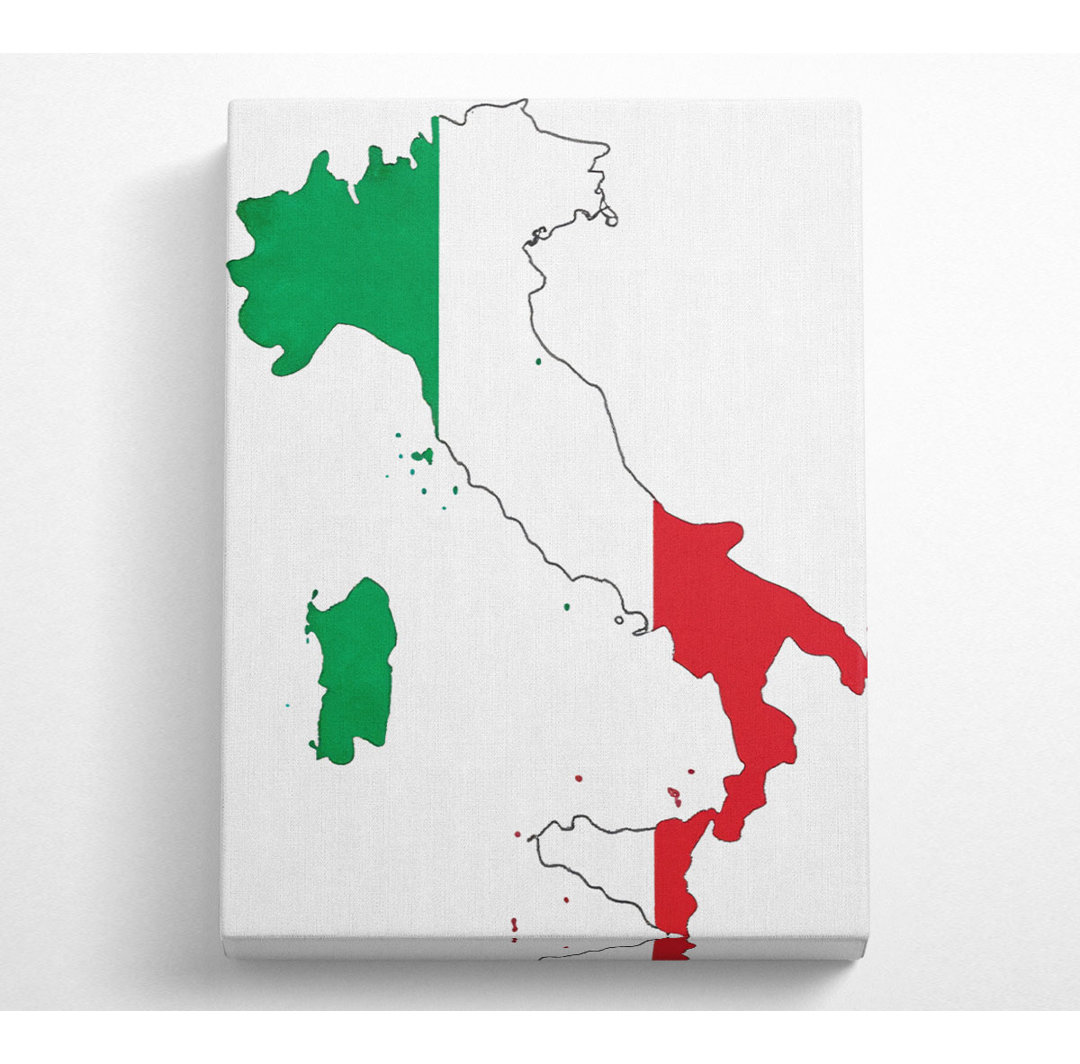 Italien Flagge Karte - Kunstdrucke auf Leinwand