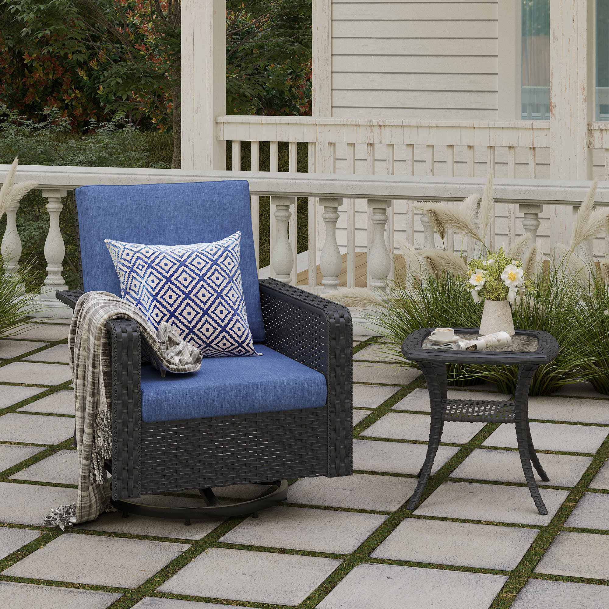 Red Barrel Studio® Reseta Wicker Outdoor Rocker Chair | Wayfair