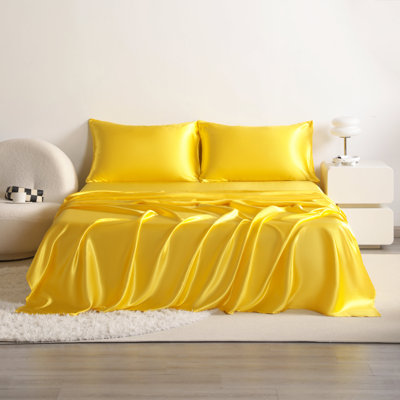 Ensemble de draps soyeux et soyeux, doux pour les cheveux et la peau, infroissable, infroissable