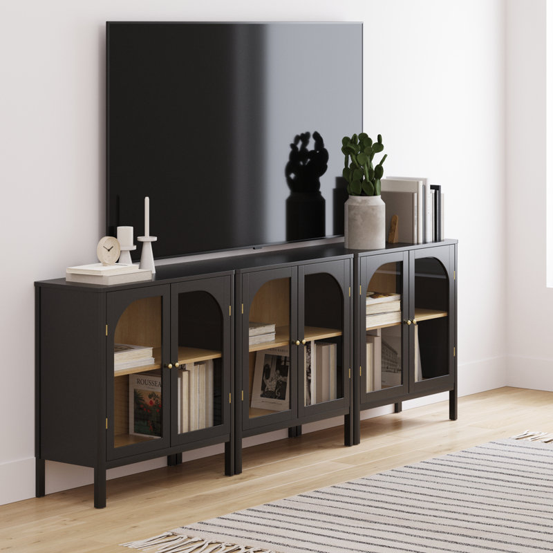 Glass TV Stand, Black